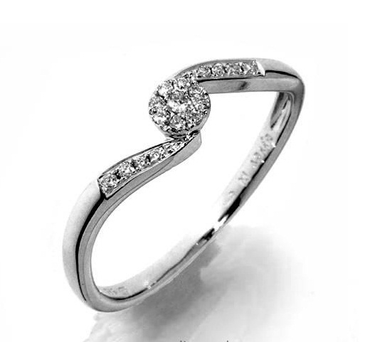 Zásnubní Prsten s diamanty, bílé zlato 386-1223 elegantní Gems Dana