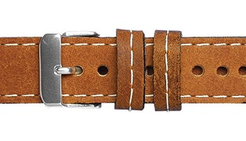 Kvalitní náhradní řemínek na hodinky Mavex H-5 F - světle hnědý, bíle prošívaný 20 mm