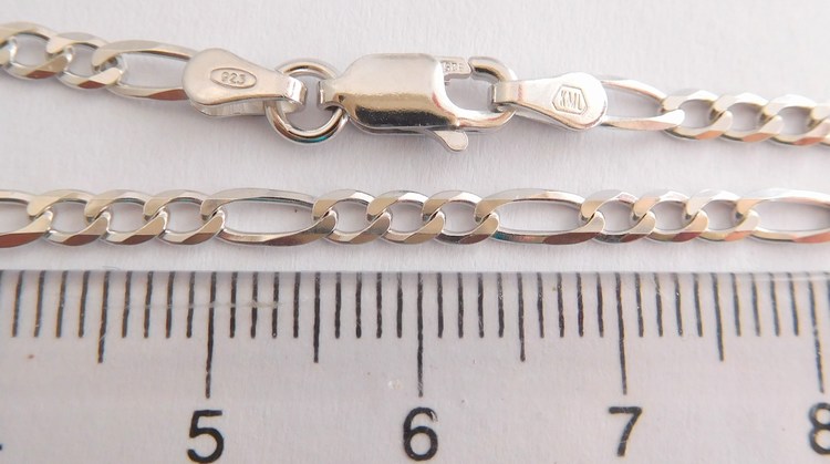 Klenoty Budín Pánský stříbrný rhodiovaný řetízek 55cm FIGARO šíře 2,5mm 925/1000 5,42gr 030239600040