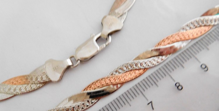 Klenoty Budín Stříbrný gravírovaný pletený náramek - růžové zlacení 20cm 6,33gr 030498300027