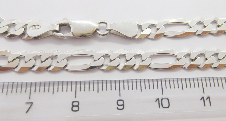 Klenoty Budín Pánský mohutný stříbrný rhodiovaný řetěz (řetízek) 55cm FIGARO šíře 5mm 925/1000 13,67gr 030237900050
