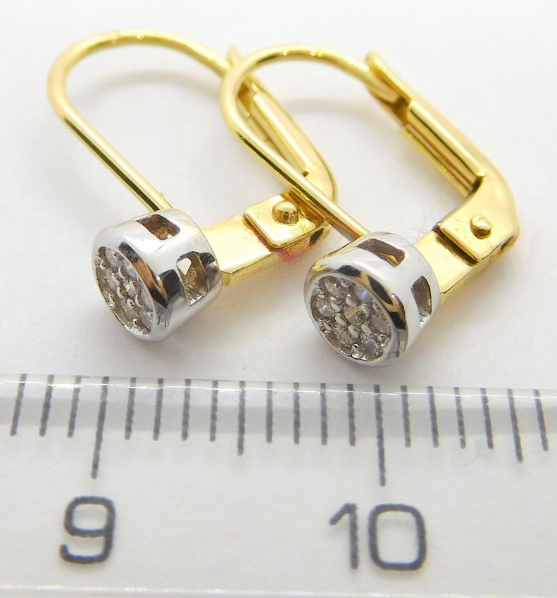 Klenoty Budín Diamantové zlaté náušnice s diamanty (bílé a žluté zlato) 585/1,73gr BO185 HKD29