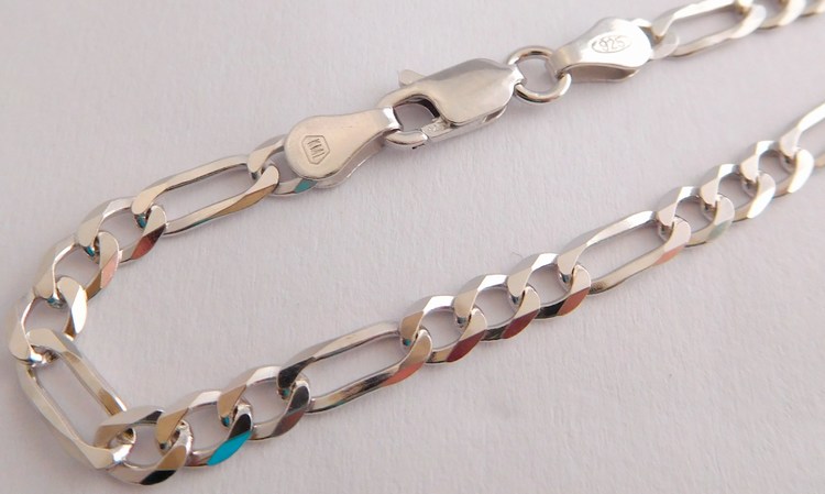 Klenoty Budín Pánský mohutný stříbrný rhodiovaný náramek 20cm FIGARO šíře 3,5mm 925/1000 3,50gr 0302389