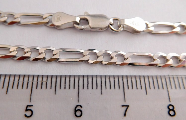Klenoty Budín Pánský mohutný stříbrný rhodiovaný náramek 20cm FIGARO šíře 3,5mm 925/1000 3,50gr 0302389
