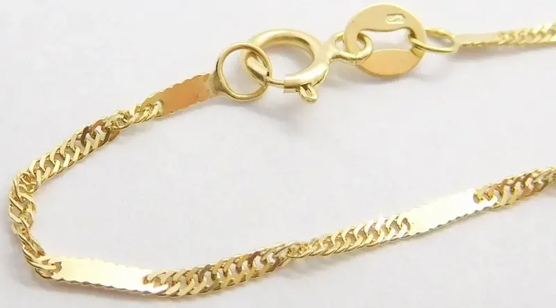Klenoty Budín Pevný přívěskový zlatý řetízek TWIST S DESTIČKOU 585/1,85gr 45cm HK6126