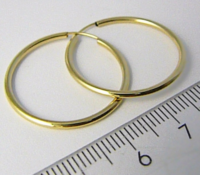 Klenoty Budín Dámské velké zlaté kruhy 26mm/2,6cm 585/0,76gr H575