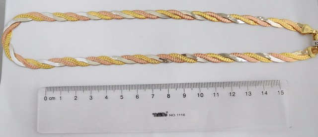 Klenoty Budín Stříbrný pletený náramek - růžové a žluté zlacení 19cm 5,93gr 0306477