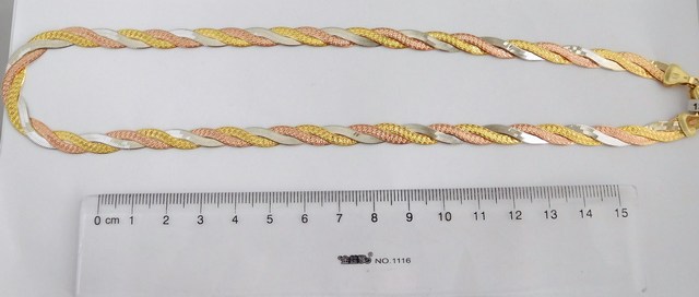 Klenoty Budín Stříbrný pletený náhrdelník - růžové a žluté zlacení 45cm 13,87gr 0306478