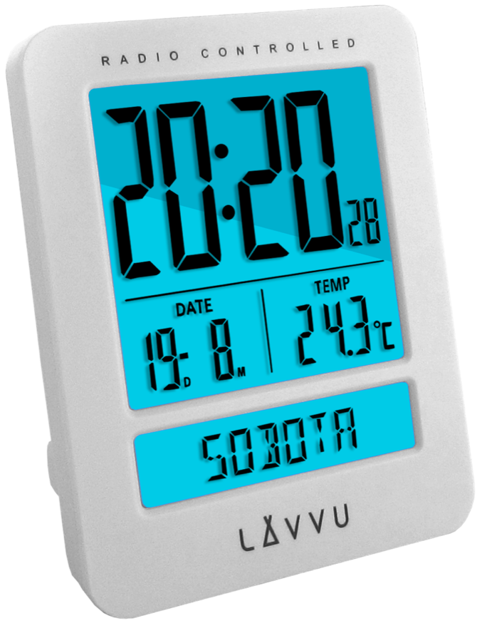 Digitální budík řízený rádiovým signálem LAVVU Duo White LAR0020