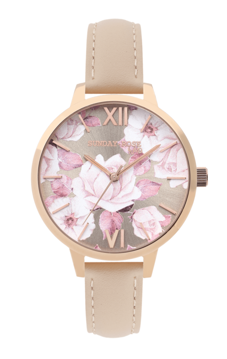Dámské luxusní designové hodinky SUNDAY ROSE Spirit PEACH SUN-S06