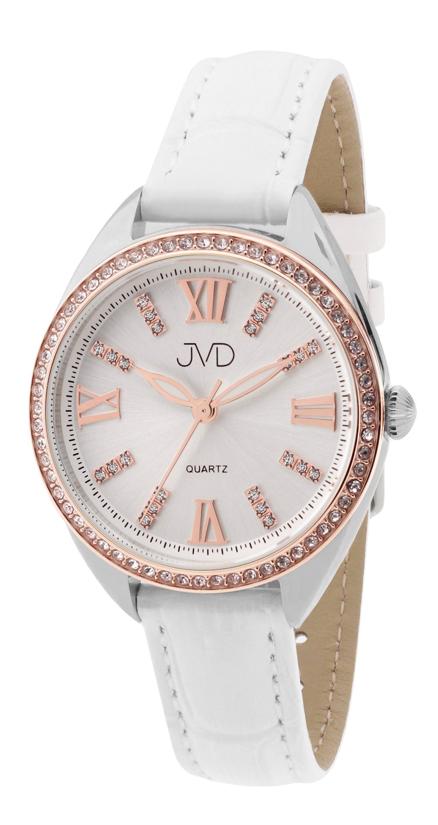 Bílé dámské elegantní šperkové hodinky JVD JG1028.2