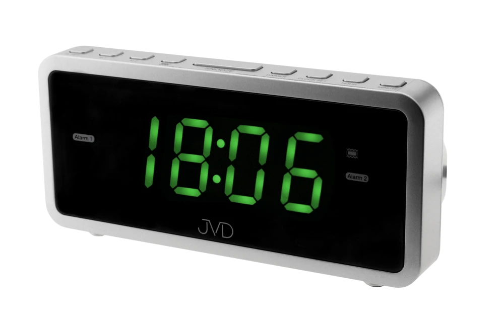 JVD Digitální budík do sítě se zelenými LED svítícími čísly a vibracemi JVD SB701.3