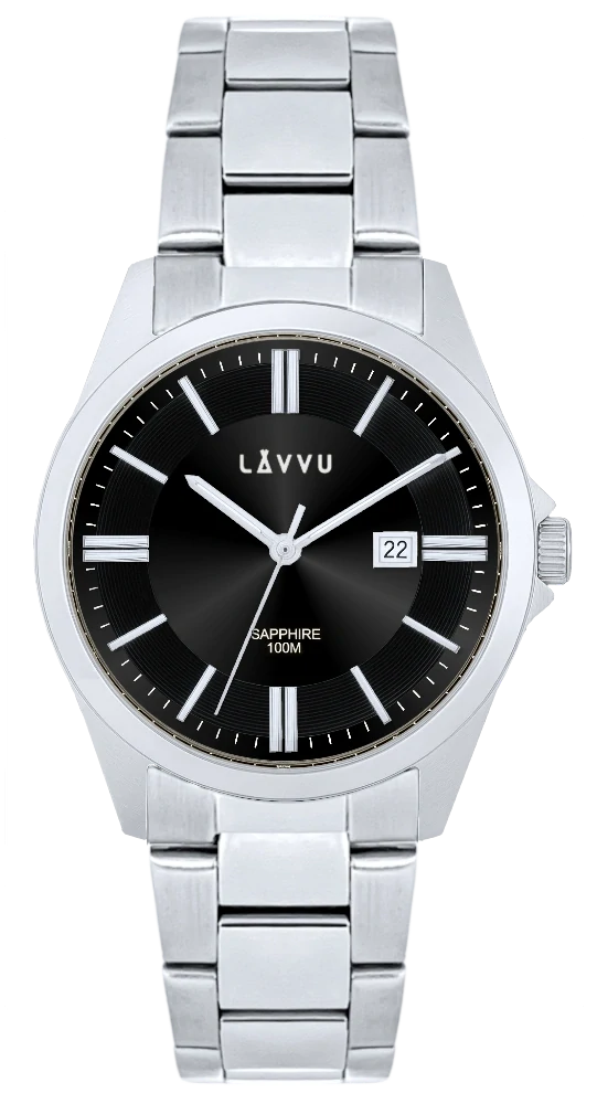 LAVVU Pánské náramkové hodinky se safírovým sklem HALLAND Dark Grey LWM0301