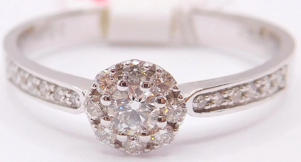 Klenoty Budín Zásnubní diamantový prsten z bílého zlata 585/2,15gr 1/0,09ct a 20/0,17ct vel. 57 HKD59