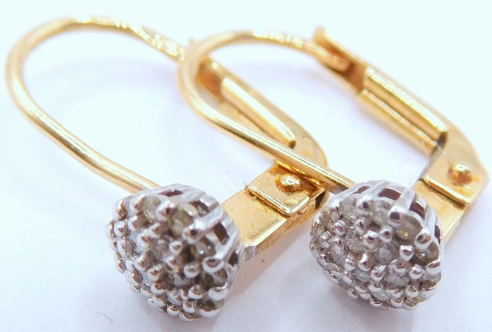 Klenoty Budín Diamantové zlaté náušnice s diamanty (bílé a žluté zlato) 585/1,65gr HKD69