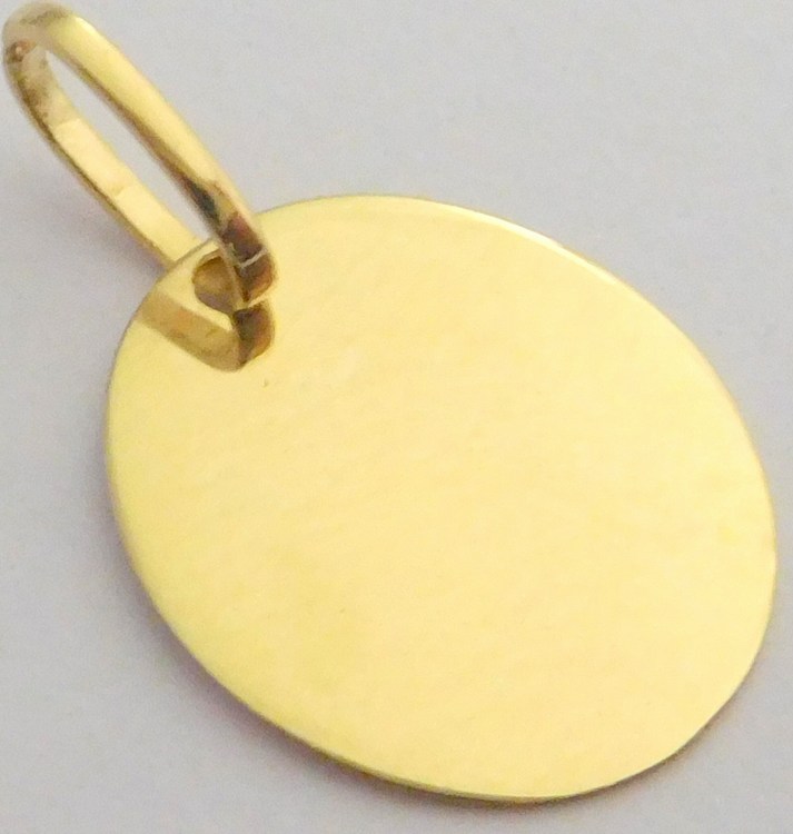 Klenoty Budín Zlatý přívěsek ze žlutého zlata - oválek k možné rytině 585/0,80gr HK3046
