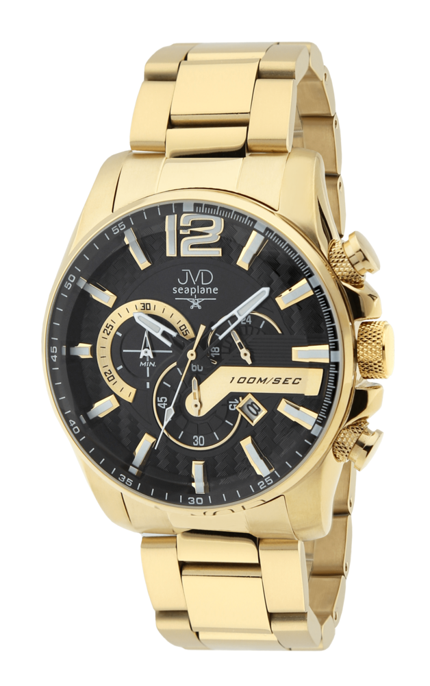 JVD Zlaté design pánské vodotěsné náramkové hodinky JVD JE1002.5 - chronograf 10ATM