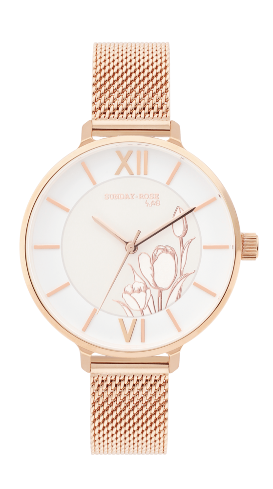 SUNDAY ROSE Dámské design luxusní designové hodinky SUNDAY ROSE Fashion Tulip SUN-F07