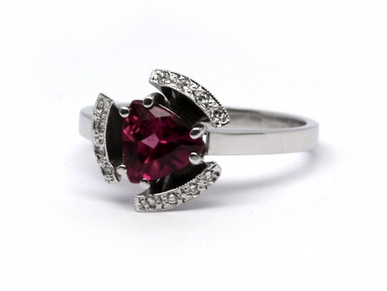 Diamantový prsten s turmalínem Brazílie  585/3,78 gr J-18087-12 POŠTOVNÉ ZDARMA!