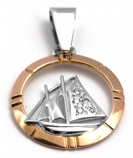 Diamantový zlatý přívěsek s diamanty plachetnice 585/2,17 gr J-21610-12 POŠTOVNÉ ZDARMA!
