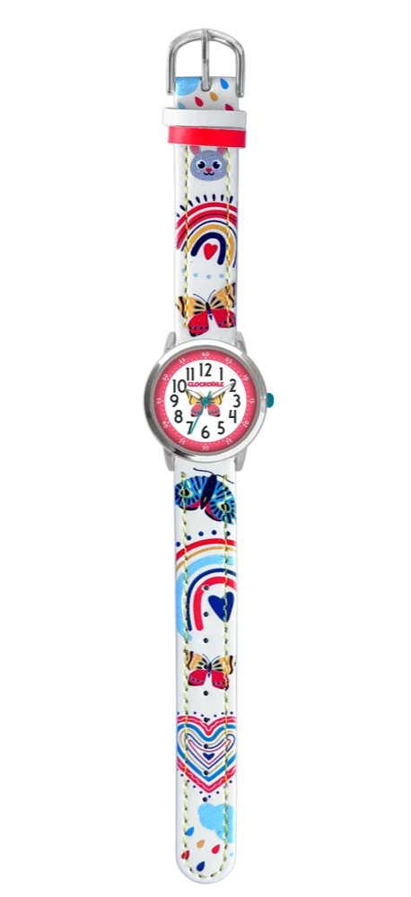 CLOCKODILE Dětské bílé dívčí dětské hodinky MOTÝL CWG5181