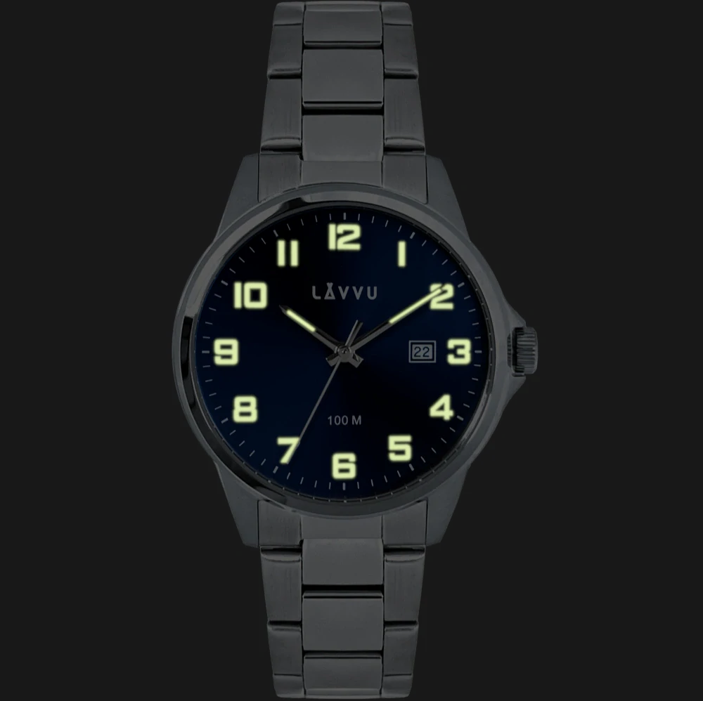 LAVVU Stylové náramkové pánské hodinky HAMRE Black 100M LWM0281