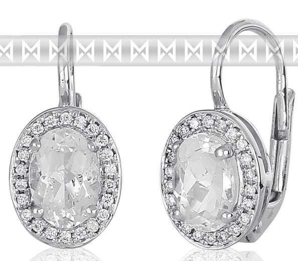 Diamantové náušnice s brilianty a velkými bílými vzácnými white topazy 3880137