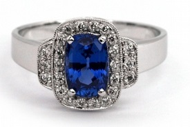 Luxusní velký diamantový zásnubní prsten se safírem(1,598ct) a diamanty J-19843-POŠTOVNÉ ZDARMA!