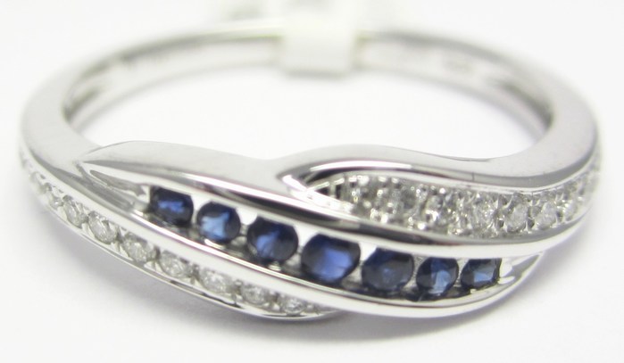  Luxusní prsten s diamantem, bílé zlato briliant, přírodní safír vel.54 3860481