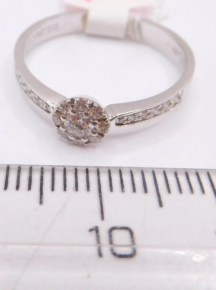 Klenoty Budín Zásnubní diamantový prsten z bílého zlata 585/2,15gr 1/0,09ct a 20/0,17ct vel. 57 HKD59