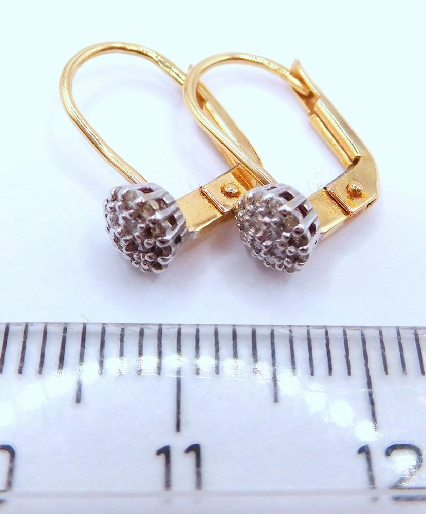 Klenoty Budín Diamantové zlaté náušnice s diamanty (bílé a žluté zlato) 585/1,65gr HKD69