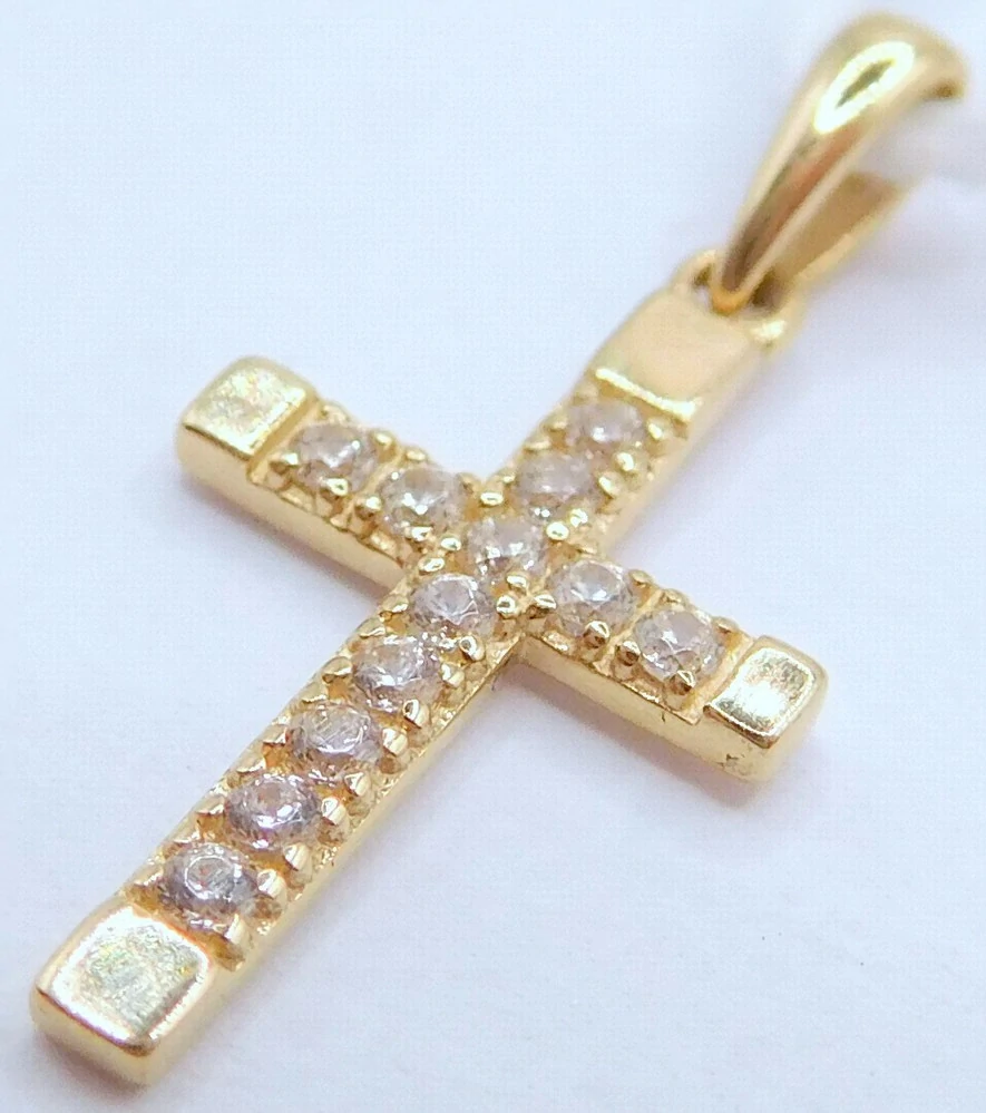 Klenoty Budín Dámský zlatý přívěsek se zirkony křížek 585/0,31gr H199