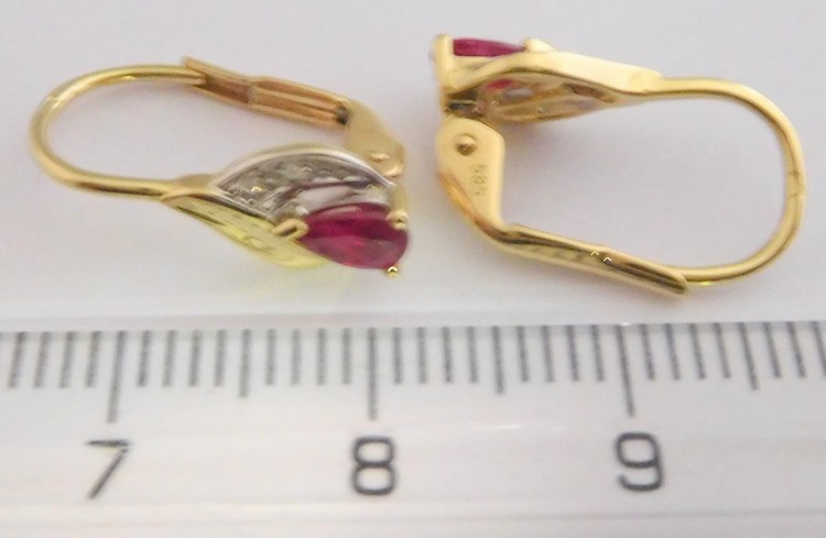 Klenoty Budín Diamantové zlaté náušnice s přírodními rubíny 2x0,45CT 585/1,67gr 3830949
