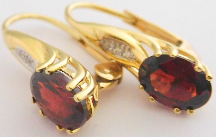 Diamantové zlaté náušnice s diamanty a granáty 2x1,88CT 585/2,35gr 3830905