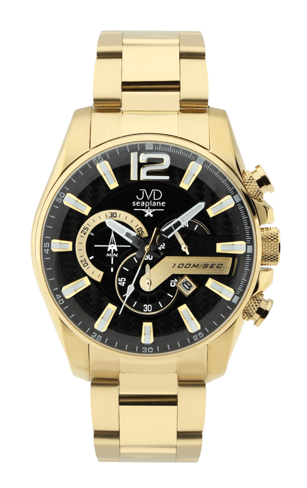 JVD Zlaté design pánské vodotěsné náramkové hodinky JVD JE1002.5 - chronograf 10ATM