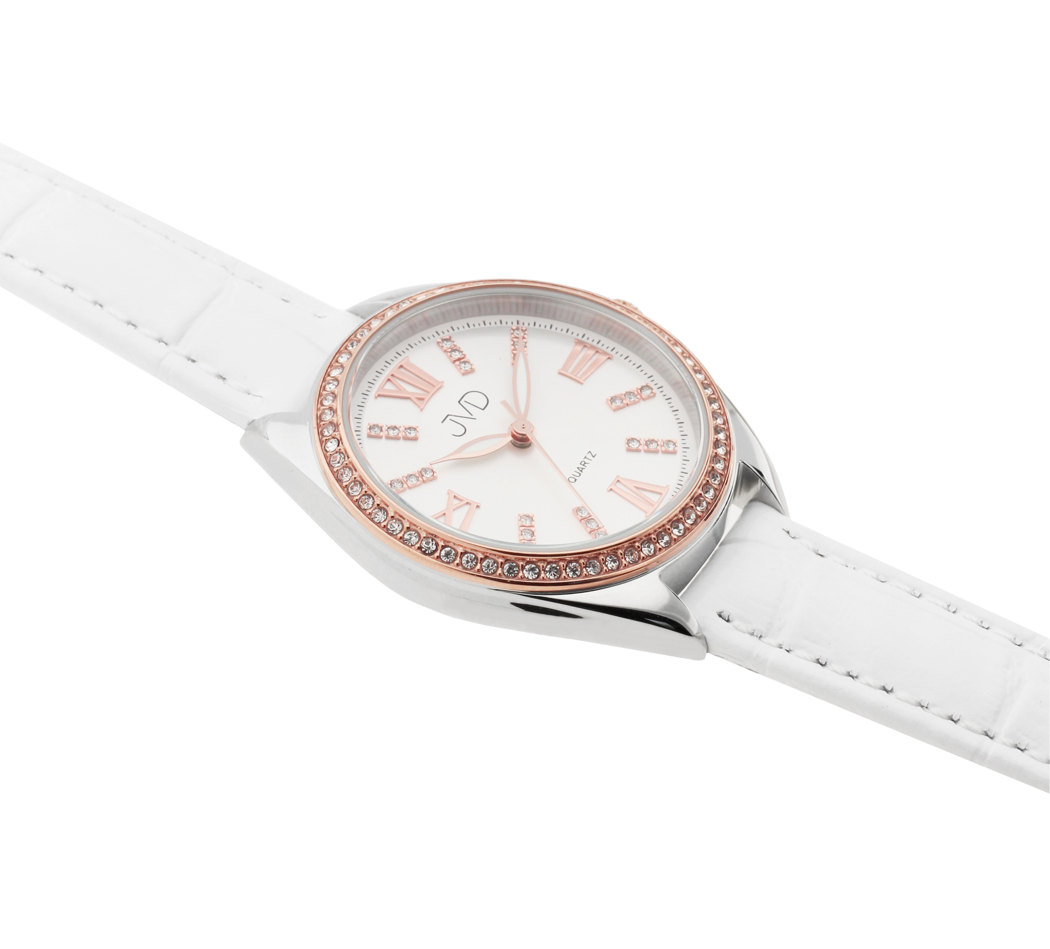 Bílé dámské elegantní šperkové hodinky JVD JG1028.2
