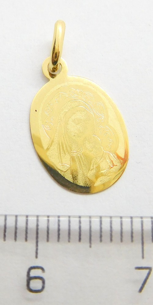 Klenoty Budín Zlatý přívěsek ze žlutého zlata - zlatá madonka s dítětem 585/0,45gr H060