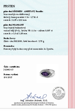 Diamantový prsten s brazilským ametystem (1,714ct) 585/3,75 gr  J-22462-13 POŠTOVNÉ ZDARMA!