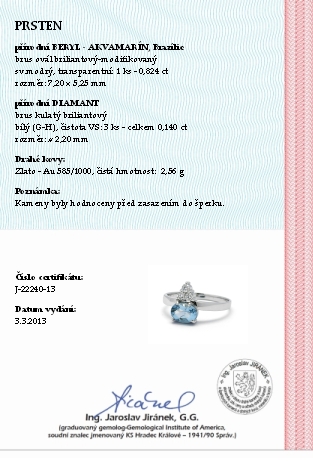 Luxusní prsten s modrým akvamarínem a diamanty J-22240-13 POŠTOVNÉ ZDARMA!