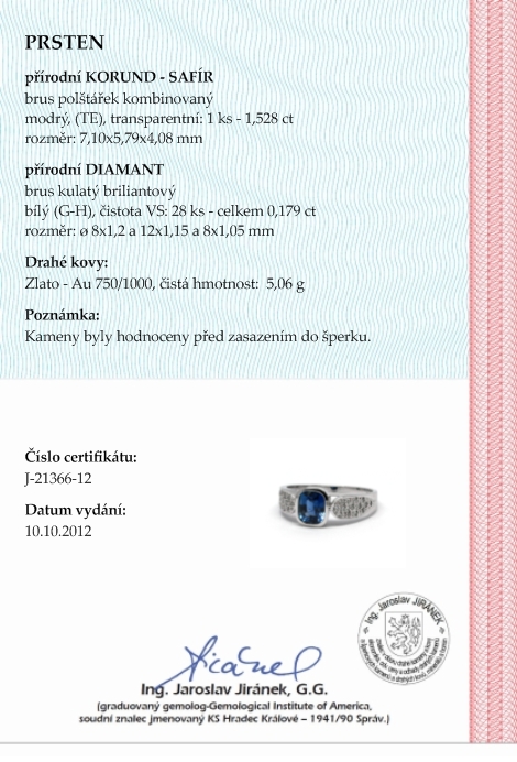 Luxusní zásnubní prsten s modrým safírem 585/5,06 gr J-21366-12 POŠTOVNÉ ZDARMA!