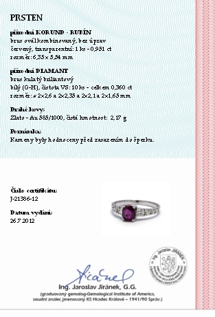 Luxusní zásnubní diamantový prsten s rubínem 585/2,17 gr J-21386-12 POŠTOVNÉ ZDARMA!