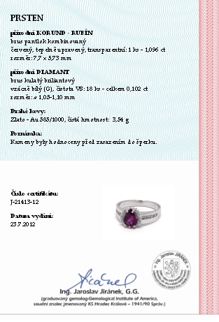 Luxusní zásnubní prsten s červeným rubínem 585/3,54 gr J-21413-12 POŠTOVNÉ ZDARMA!