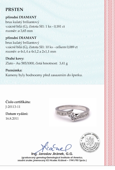 Zásnubní diamantový prsten s přírodními diamanty 585/3,41 gr J-20113-11 POŠTOVNÉ ZDARMA!