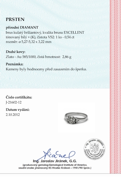 Zásnubní luxusní prsten s přírodním diamantem 585/2,86 gr J-21602-12POŠTOVNÉ ZDARMA!