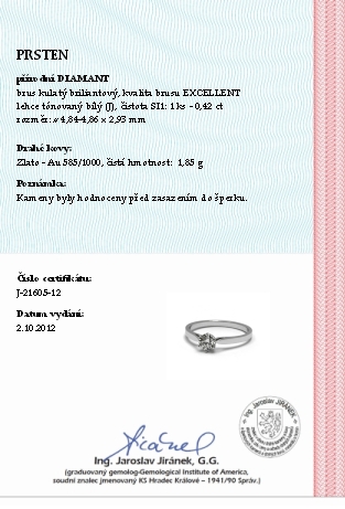 Zásnubní luxusní prsten s přírodním diamantem 585/1,85 gr J-21605-12 POŠTOVNÉ ZDARMA!
