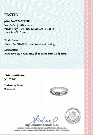 Zásnubní luxusní prsten s přírodním diamantem 585/2,27 gr J-21533-12 POŠTOVNÉ ZDARMA!