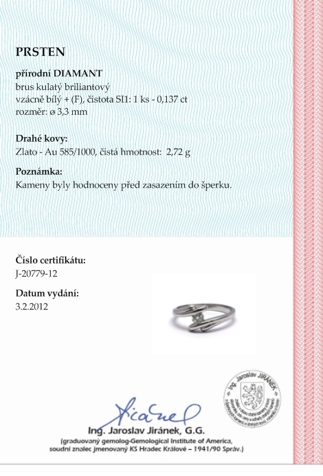 Mohutný zásnubní prsten s přírodním diamantem 585/2,72 gr J-20779-12 POŠTOVNÉ ZDARMA!