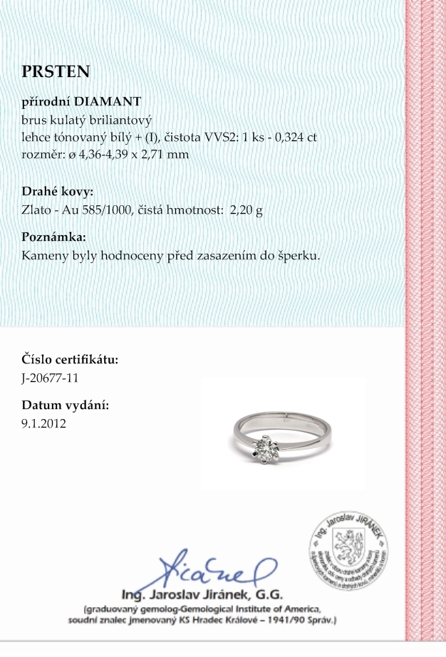 Klenoty Budín Zlatý zásnubní prsten s přírodním diamantem 585/2,20 gr J-20677-11 POŠTOVNÉ ZDARMA!