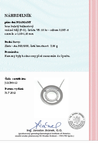 Šperkový diamantový náhrdelník s přírodními diamanty 585/3,86 gr J-21390-12 POŠTOVNÉ ZDARMA!