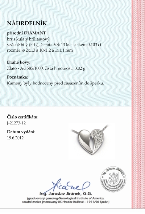 Zlatý diamantový náhrdelník s přírodními diamanty 585/3,02 gr J-21273-12 POŠTOVNÉ ZDARMA!